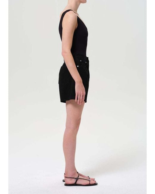 Agolde Black High-Rise Denim Shorts