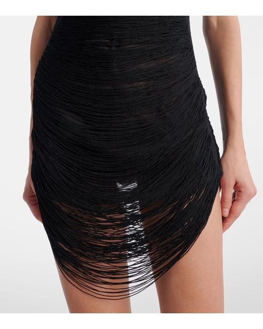 The Attico Black Fringed Minidress