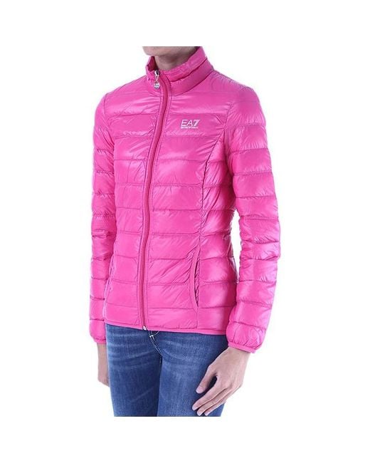 EA7 Pink Logo Quilted Down Jacket