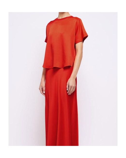 Jonathan Simkhai Red Addy Knit-Panel T-Shirt
