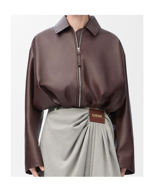 Loewe Brown Draped Leather Jacket