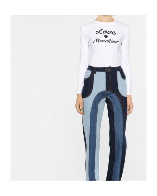 Moschino White Logo-Print Long-Sleeve T-Shirt