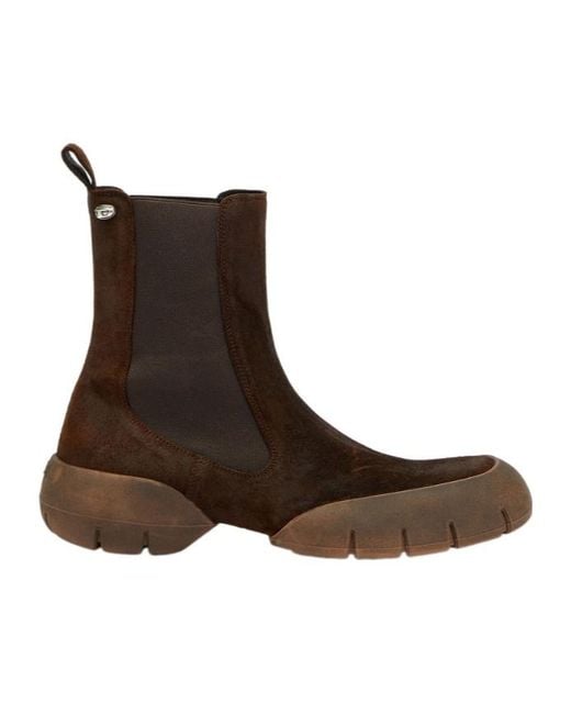 DIESEL Brown D-Mathieu Suede Chelsea Boots for men