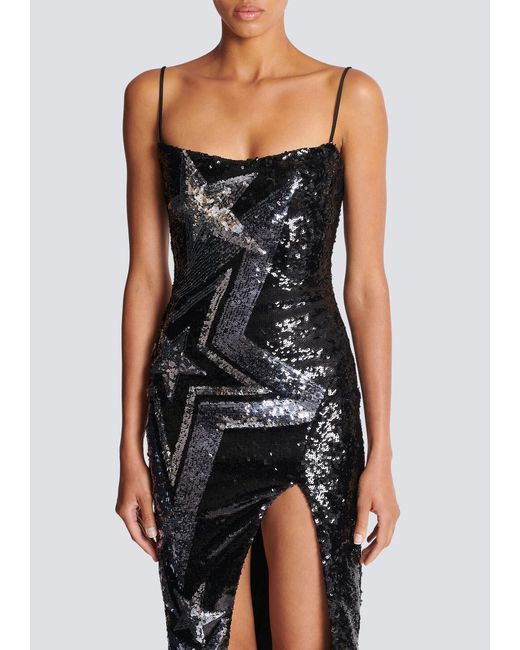 Balmain Black Embroidered Maxi Dress