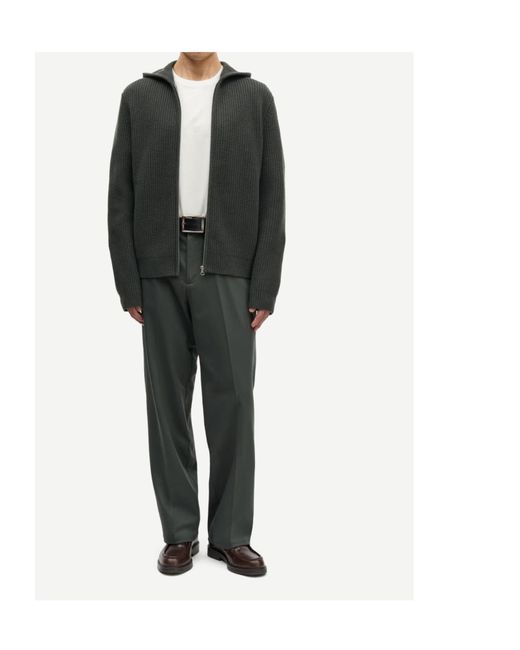 Samsøe & Samsøe Green Saisak Zip-Up Knitted Hoodie for men