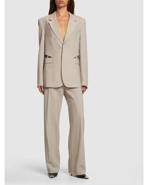 Dion Lee Natural Single-Breasted Wool Interwoven Suit Jacket