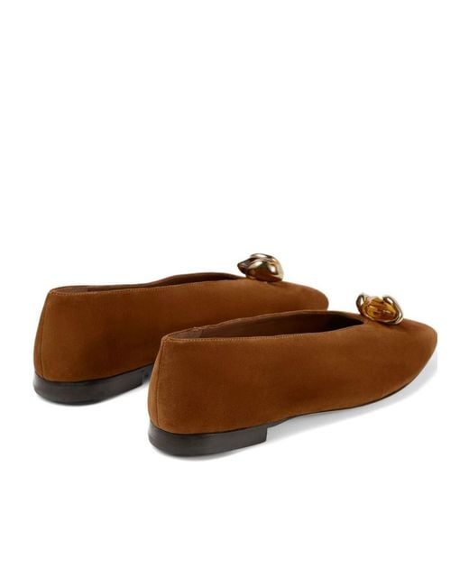 Jimmy Choo Brown Embellished Ballet Flat Shoes