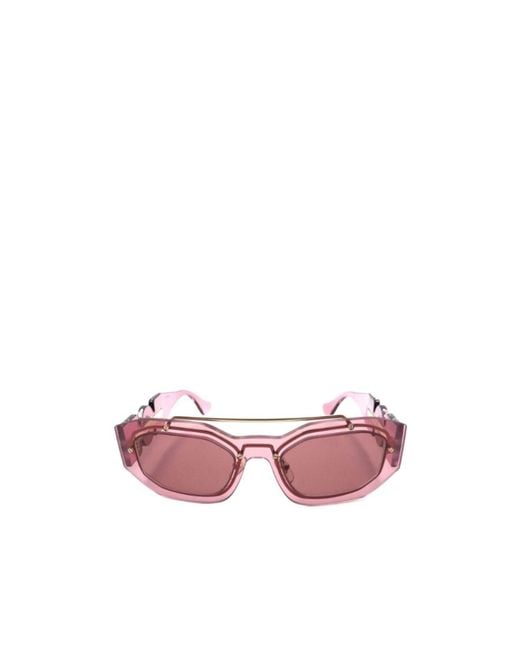 Versace Pink Geometric Shield Sunglasses for men