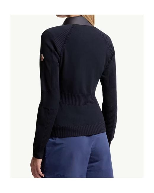Moncler Blue Grenoble Tricot Quilted Cardigan