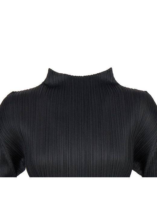 Pleats Please Issey Miyake Black Pleated Long-Sleeve Top