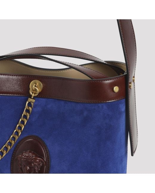 Versace Blue Pivot Small Bucket Bag