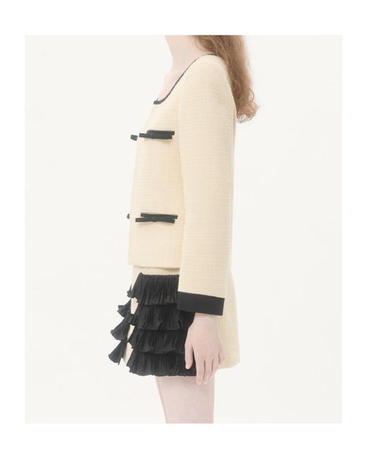 Valentino Natural Bow Detailed Tweed Jacket