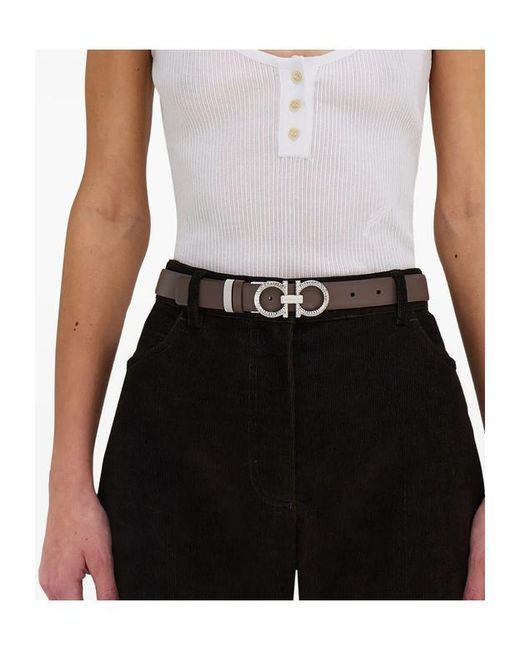 Ferragamo White Double-Sided Adjustable Belt