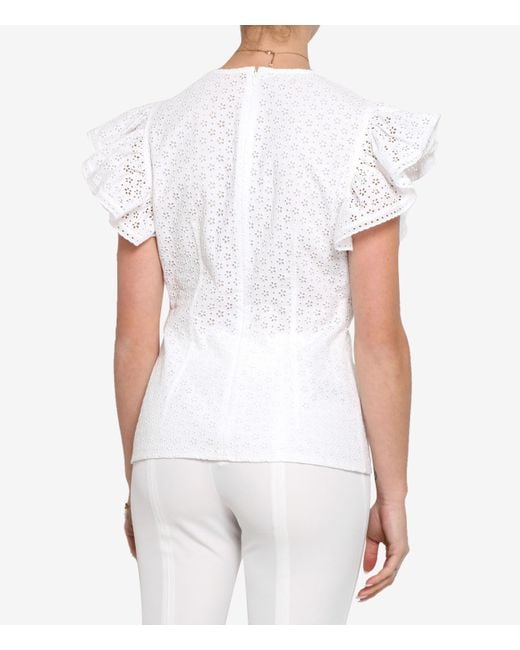 Philosophy Di Lorenzo Serafini White Broderie-Anglaise Cropped Blouse
