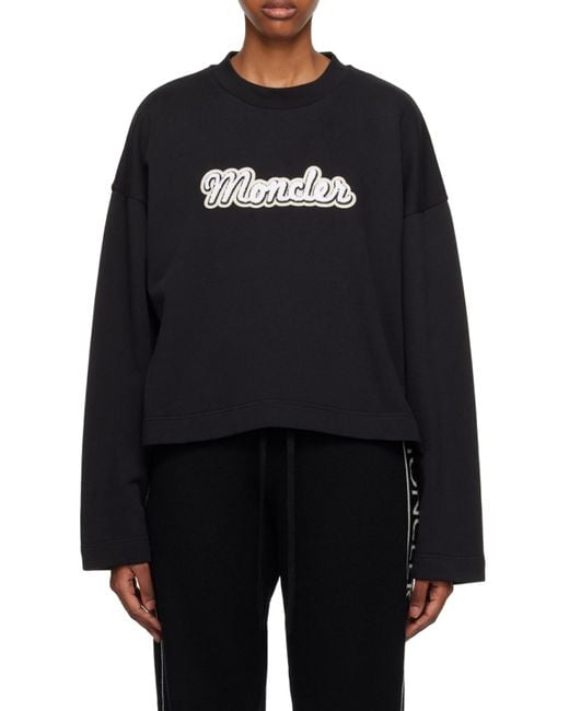 Moncler Black Logo Printed Crewneck Sweatshirt