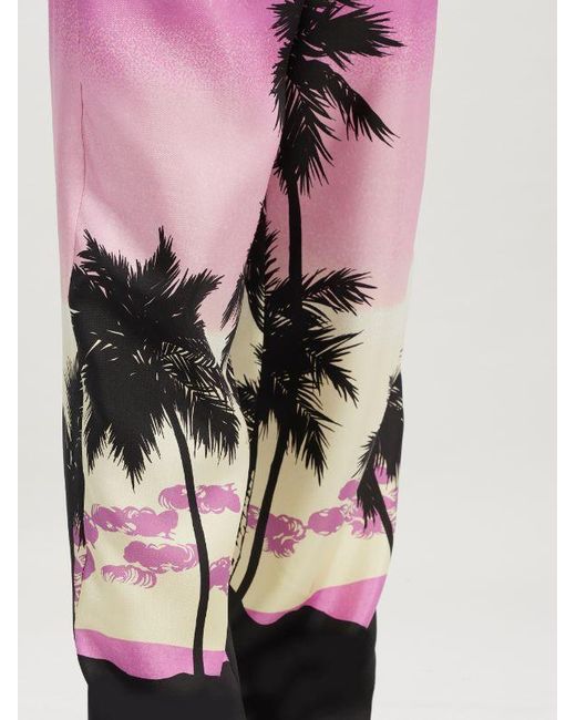 Palm Angels Pink Sunset Printed High Waist Pajama Pants