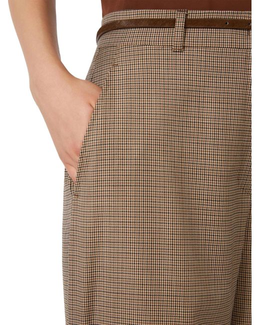 Max Mara Brown Checked Belted Tailored Trousers