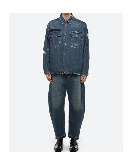 Helmut Lang Blue Distressed Denim Jacket for men