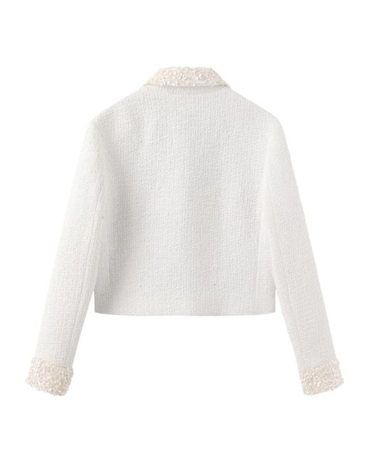 Marissa Chiara White Sequined Long-Sleeved Jacket