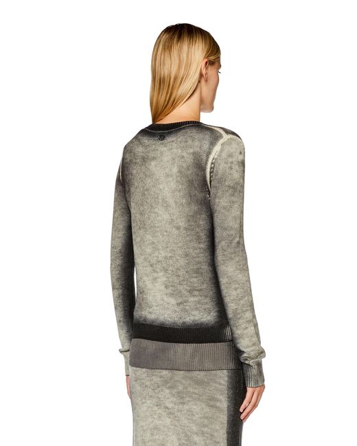 DIESEL Gray Faded-Trim V-Neck Jumper