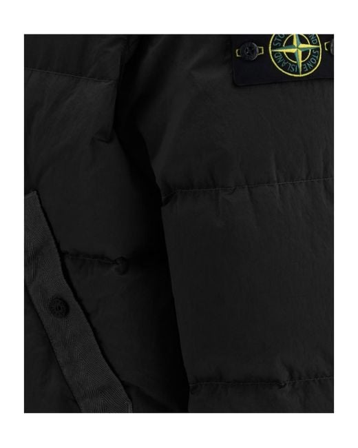 Stone Island Black Long-Sleeved Cotton-Padded Jacket for men