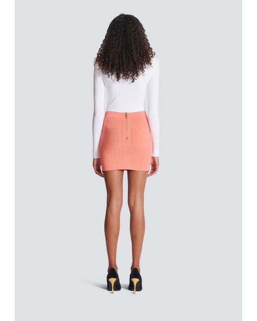 Balmain Pink Button Embellished Knitted Skirt