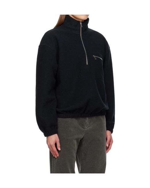 Rier Blue Half-Zip Fleece Sweatshirt for men