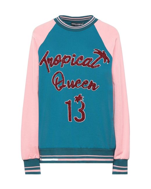 Dolce & Gabbana Blue Two-Tone Cotton Sweatshirt