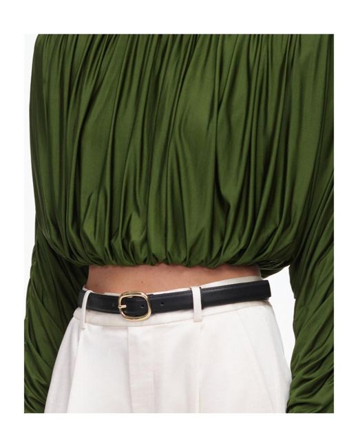 Self-Portrait Green Jersey Gathered Top