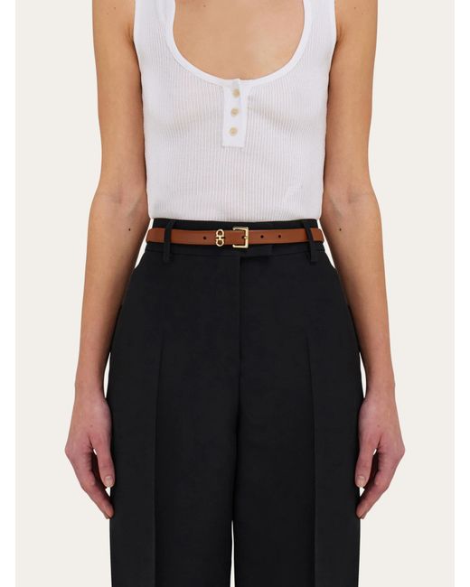 Ferragamo White Ferragamo Gancini Buckle Belt
