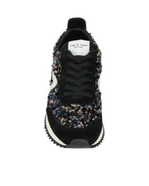 Rag & Bone Black Low-Top Sneakers Decorated With Colorful Sequins