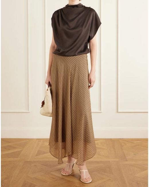 Sir Brown Asymmetrical Long Skirt