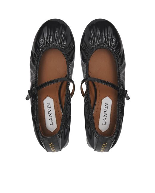 Lanvin Black Wedge-Heel Buckle-Strap Ballerinas