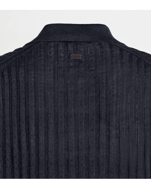 Tod's Blue V-Neck Knit T-Shirt for men