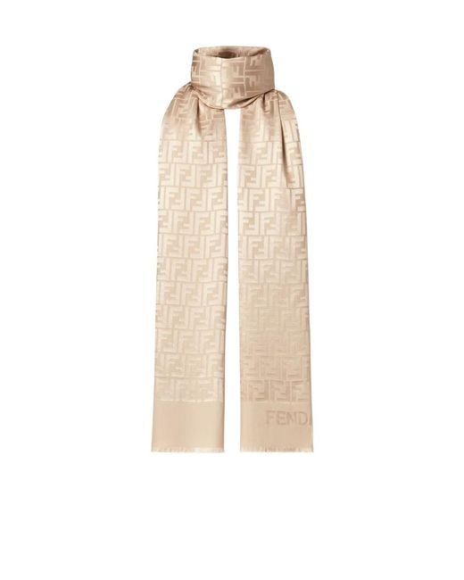 Fendi Natural Ff Printed Finished-Edge Scarf