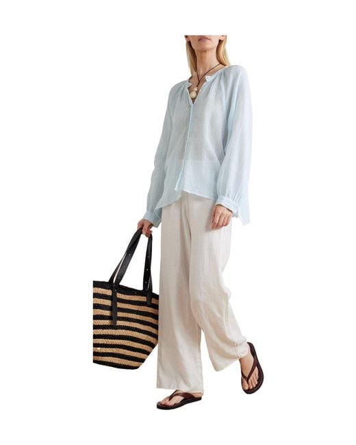 Lemlem Blue Cotton-Gauze Blouse