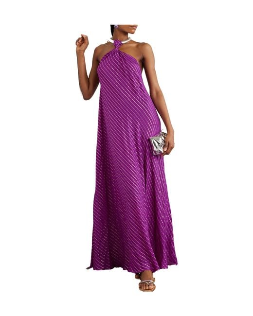 Johanna Ortiz Purple Casual Halter-Neck Dress