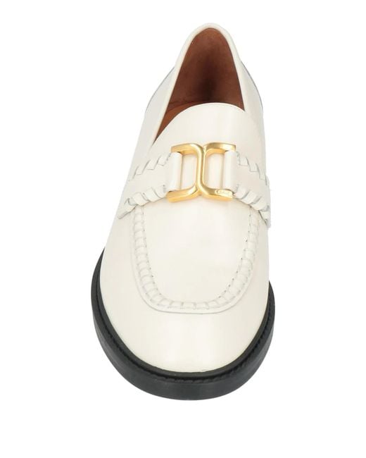 Chloé White Round Toe Loafers