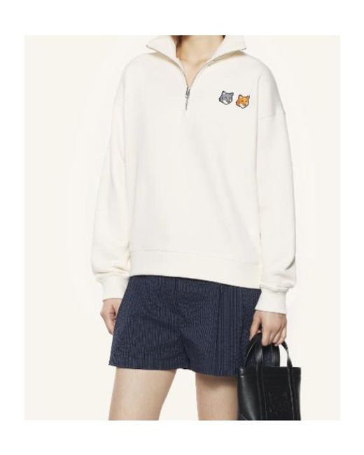 Maison Kitsuné Natural Maison Kitsuné Fox Patch Half-Zip Sweatshirt