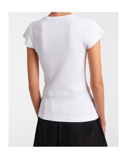 Agolde White Edison Ribbed-Knit T-Shirt