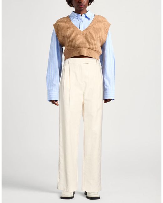 MAX&Co. White Casual Pants With Belt Loops