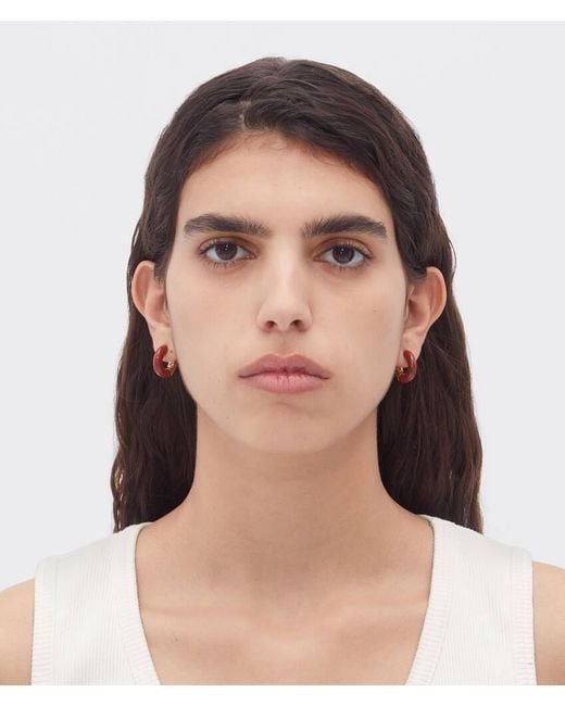 Bottega Veneta Red Logo Earrings