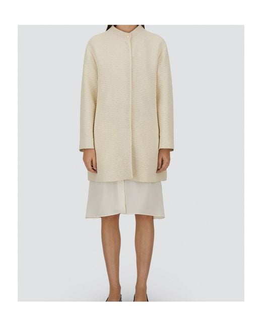 Herno White Button Detailed Long Coat