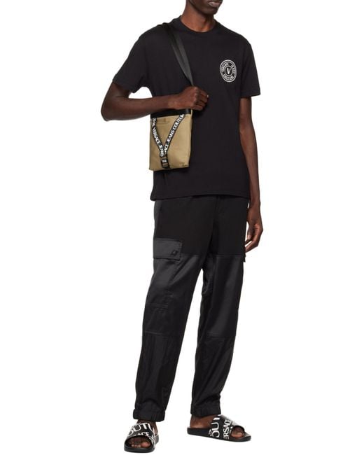 Versace Jeans Black Logo-Print Cotton T-Shirt for men
