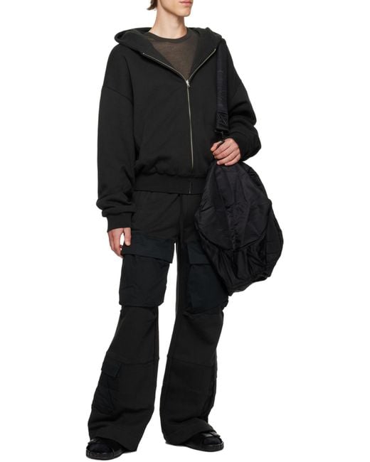 Entire studios Black Utility Wide-Leg Cargo Track Trousers for men