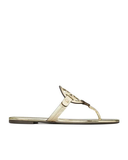 Tory Burch White Logo Flip-Flops