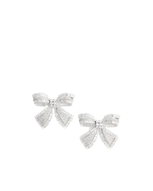 Self-Portrait White Crystal Bow Earrings