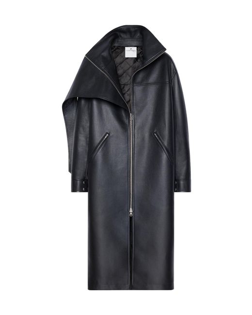 Courreges Black Oversize Leather Coat