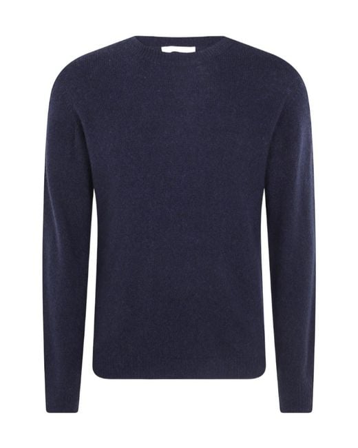 Nuur Blue Fine-Knit Crew-Neck Sweater for men