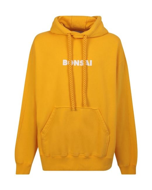 Bonsai Yellow Logo Printed Drawstring Hoodie for men
